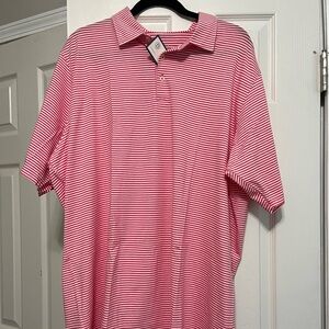 B Draddy Polo Golf Shirt NWT Pink Stripe Mens XXL